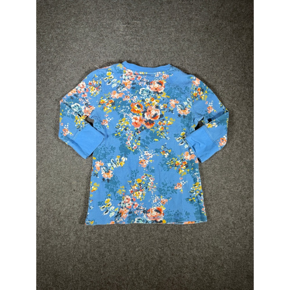 Sundance Womens Blue Floral Thermal Waffle Knit 3/4 Sleeve Top Size M RN106205 - Picture 5 of 8